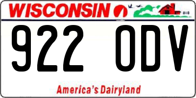 WI license plate 922ODV