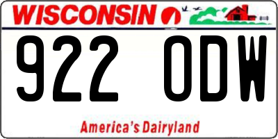 WI license plate 922ODW