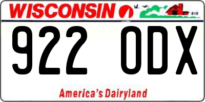 WI license plate 922ODX