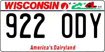 WI license plate 922ODY