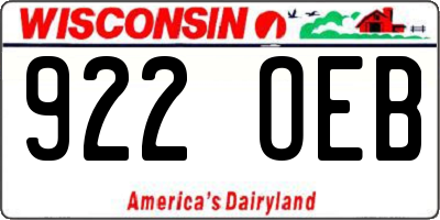 WI license plate 922OEB
