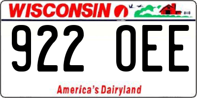 WI license plate 922OEE