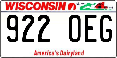 WI license plate 922OEG