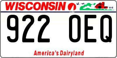 WI license plate 922OEQ