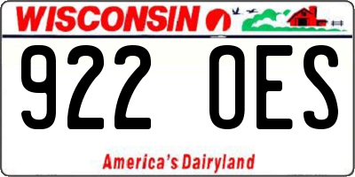 WI license plate 922OES