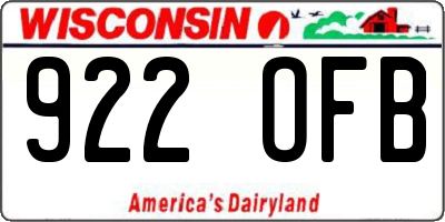 WI license plate 922OFB
