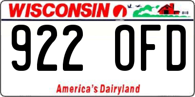 WI license plate 922OFD