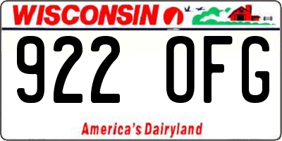 WI license plate 922OFG