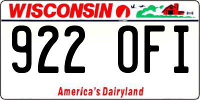 WI license plate 922OFI