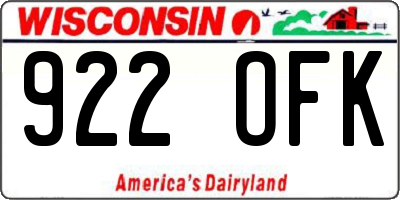 WI license plate 922OFK