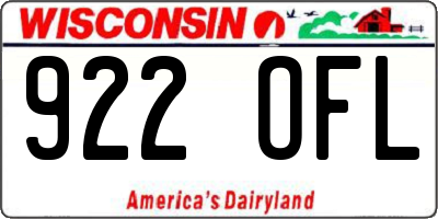 WI license plate 922OFL