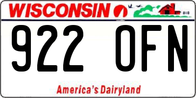 WI license plate 922OFN