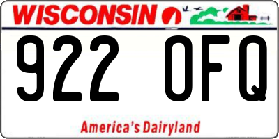 WI license plate 922OFQ
