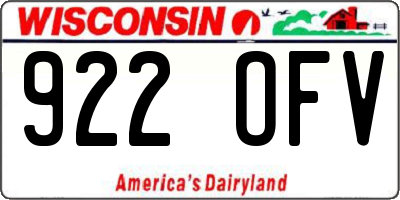WI license plate 922OFV