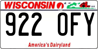 WI license plate 922OFY
