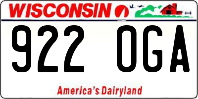 WI license plate 922OGA