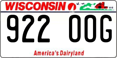 WI license plate 922OOG