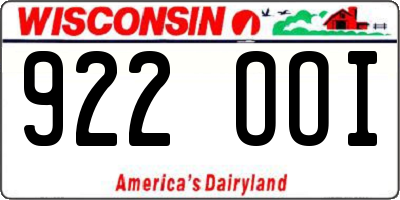 WI license plate 922OOI