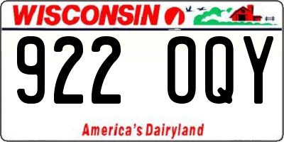 WI license plate 922OQY