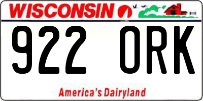 WI license plate 922ORK