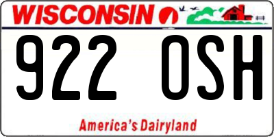 WI license plate 922OSH