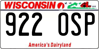 WI license plate 922OSP