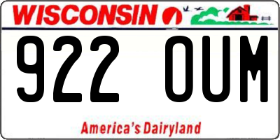 WI license plate 922OUM
