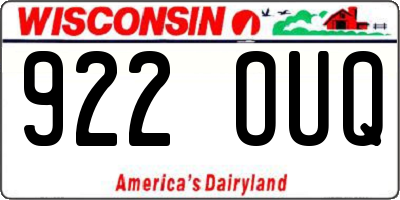 WI license plate 922OUQ
