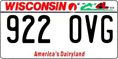 WI license plate 922OVG