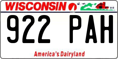 WI license plate 922PAH