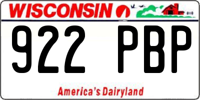 WI license plate 922PBP