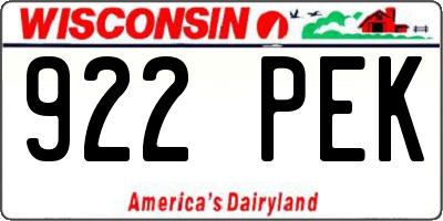 WI license plate 922PEK