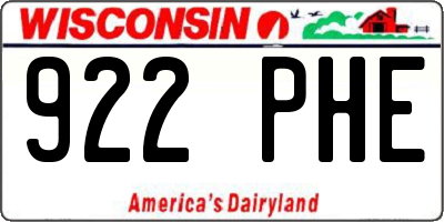 WI license plate 922PHE