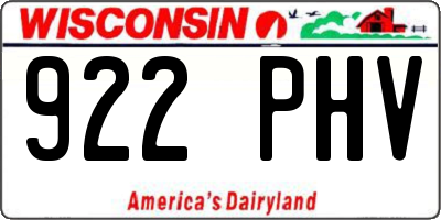 WI license plate 922PHV