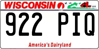 WI license plate 922PIQ