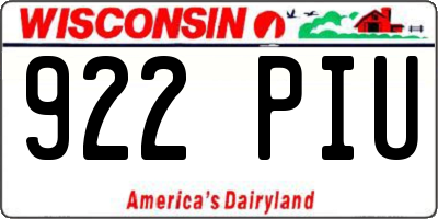 WI license plate 922PIU