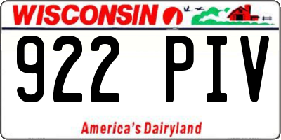 WI license plate 922PIV