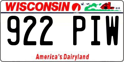 WI license plate 922PIW