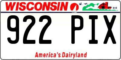 WI license plate 922PIX