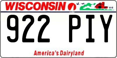 WI license plate 922PIY