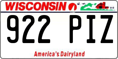 WI license plate 922PIZ