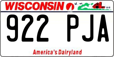 WI license plate 922PJA