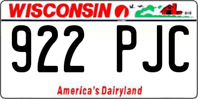 WI license plate 922PJC