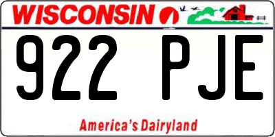 WI license plate 922PJE