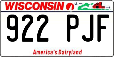 WI license plate 922PJF