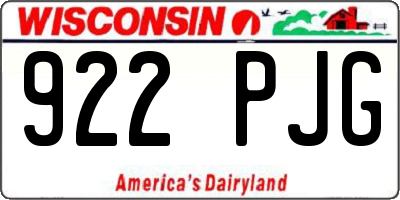 WI license plate 922PJG