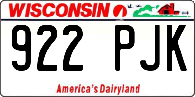 WI license plate 922PJK