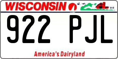 WI license plate 922PJL