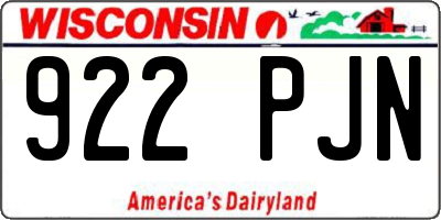 WI license plate 922PJN