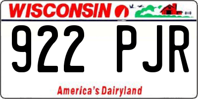 WI license plate 922PJR